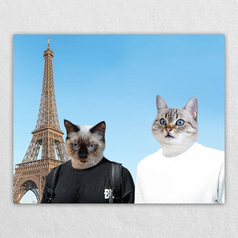 Eiffel Tower Trip Cute Dog Face Drawing Pet Canvas