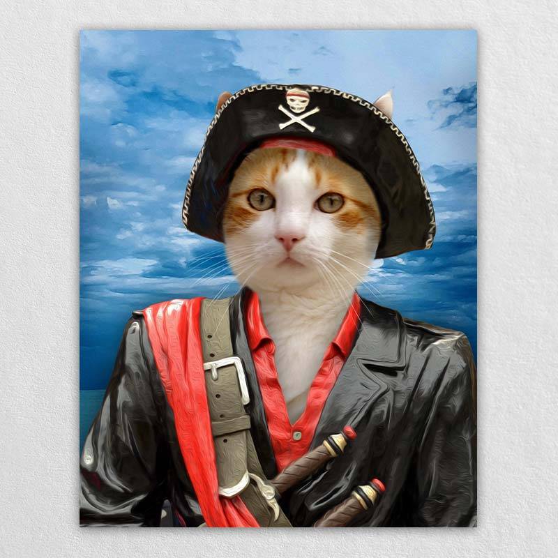 Pirate Dog Portrait Cat Pet Portrait Artwork