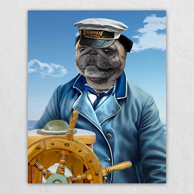 Captain Dog Picture Art Pet Portrait Artwork