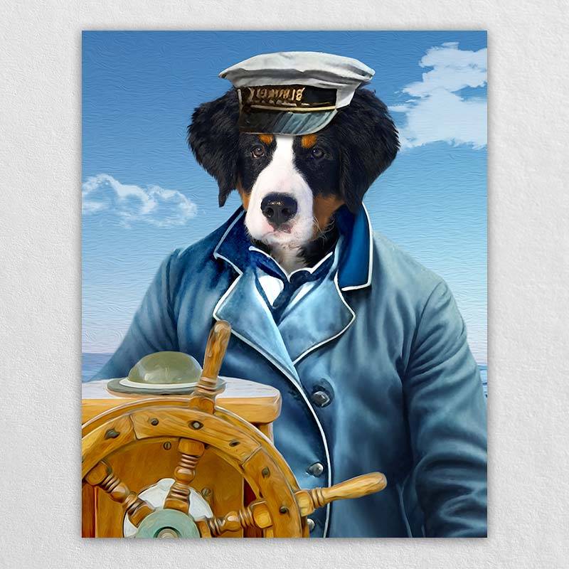 Captain Dog Picture Art Pet Portrait Artwork