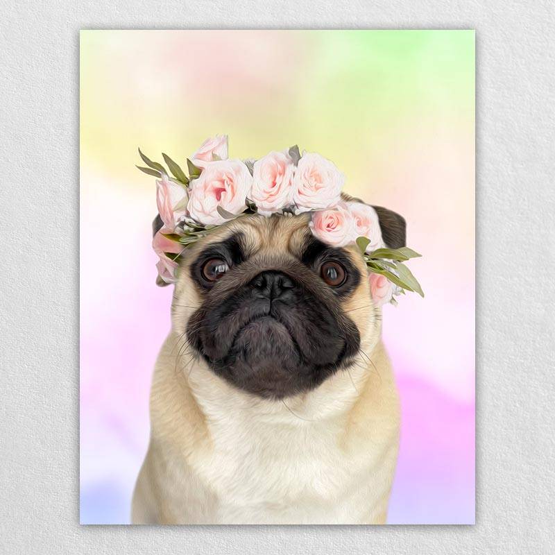 Colorful Dog Canvas Art Pet Artwork