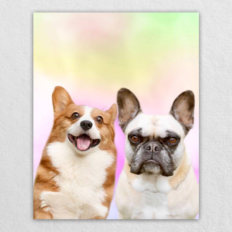 Rainbow Dog Portrait Custom Pet Canvas