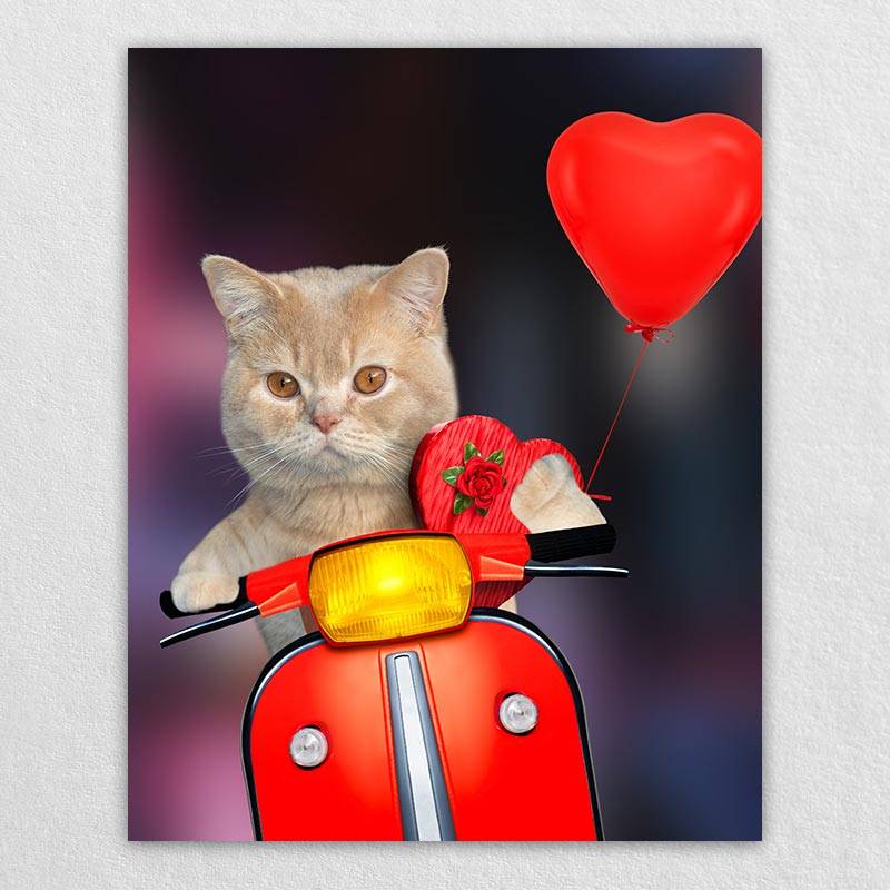 Funny Rider Custom Cartoon Pet Portrait