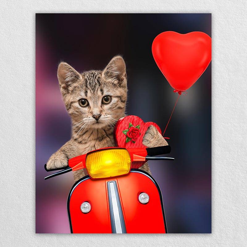 Funny Rider Custom Cartoon Pet Portrait