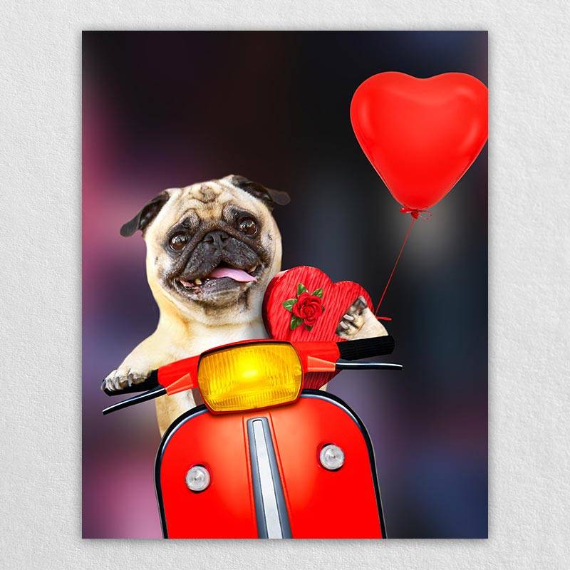 Funny Rider Custom Cartoon Pet Portrait