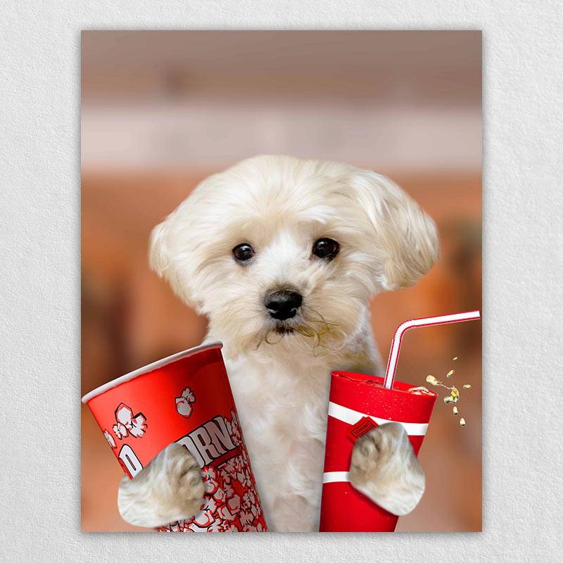 Pet Watching Movie Cute Painting Pet Dog To Print