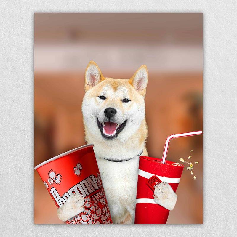 Pet Watching Movie Cute Painting Pet Dog To Print