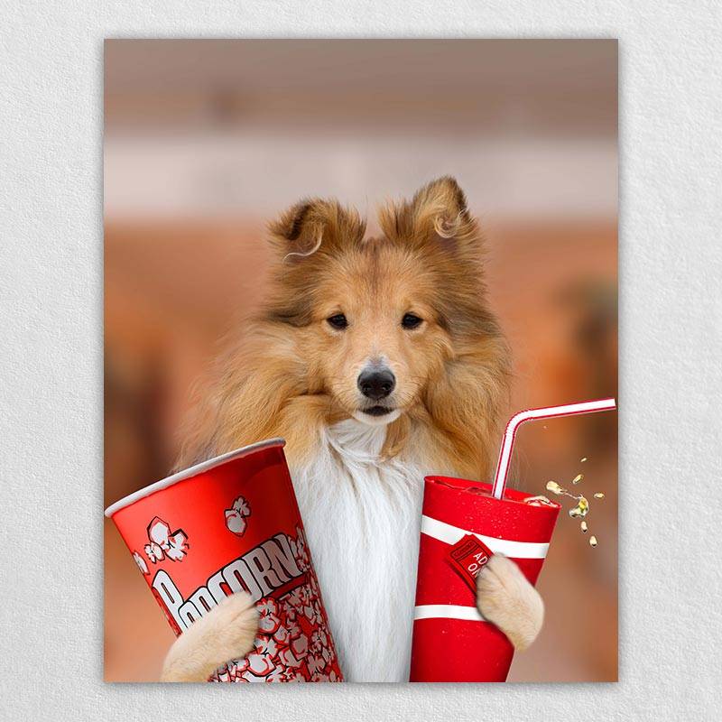 Pet Watching Movie Cute Painting Pet Dog To Print