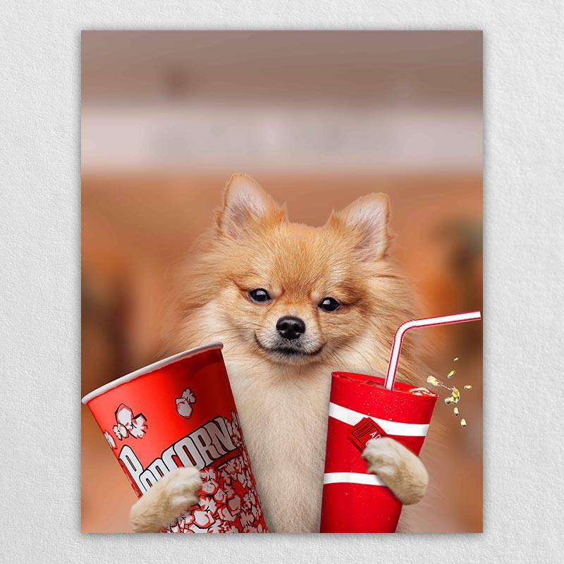 Pet Watching Movie Cute Painting Pet Dog To Print