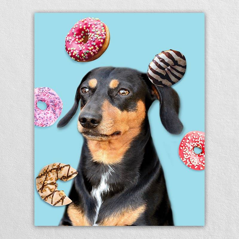 Dessert Moment Cartoon Dog Portrait Pet Canvas