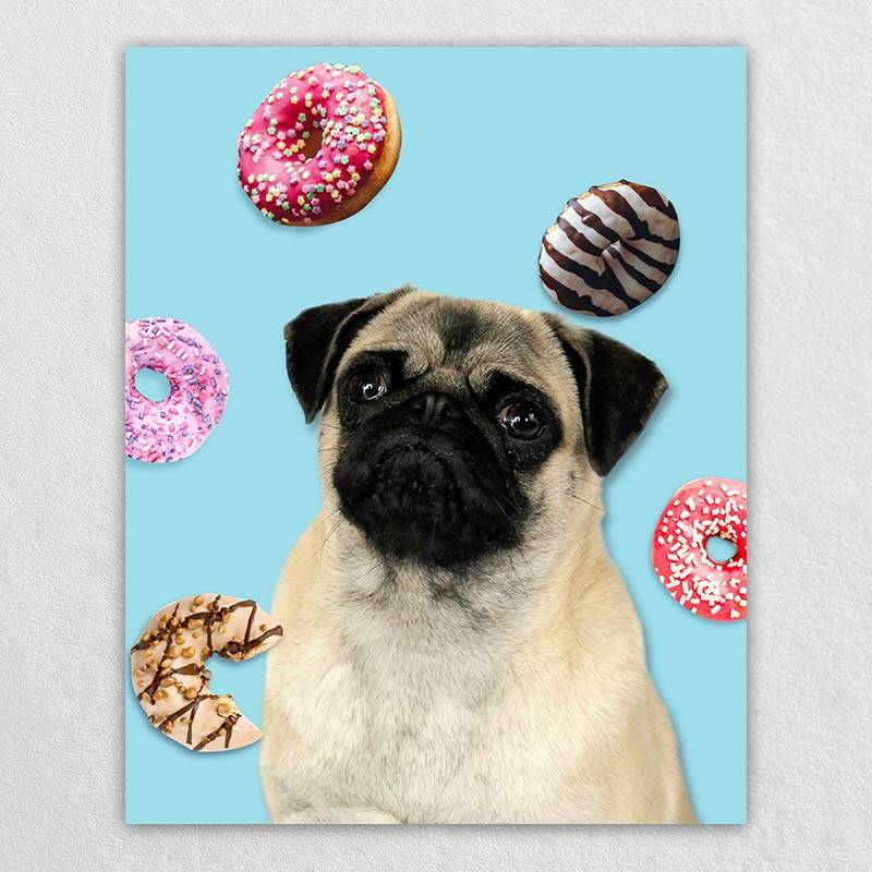 Dessert Moment Cartoon Dog Portrait Pet Canvas