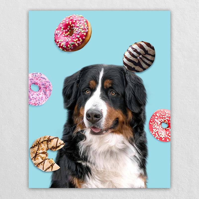 Dessert Moment Cartoon Dog Portrait Pet Canvas