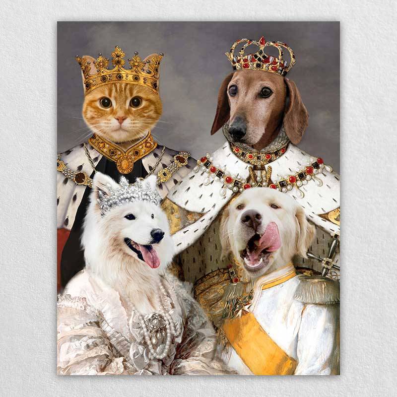 Royal Family Dog Painting Pet Portrait Canvas