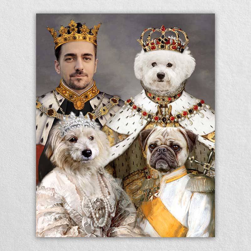 Royal Family Dog Painting Pet Portrait Canvas