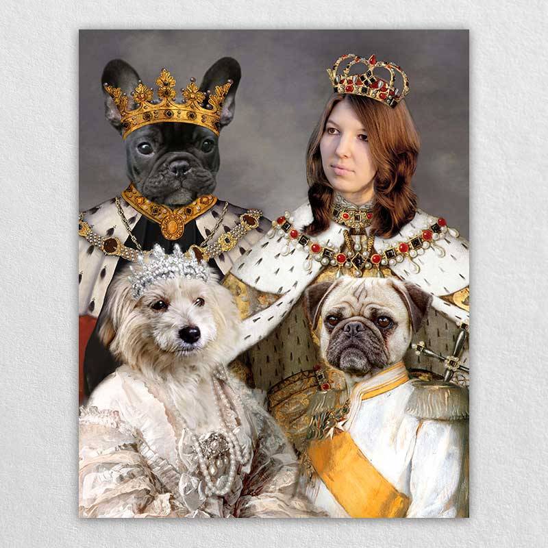 Royal Family Dog Painting Pet Portrait Canvas