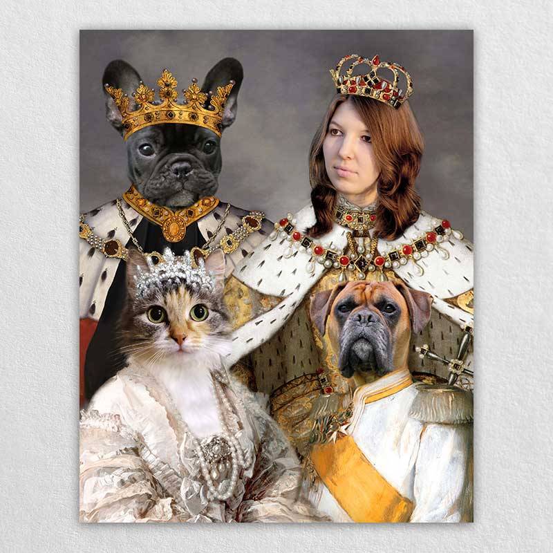 Royal Family Dog Painting Pet Portrait Canvas