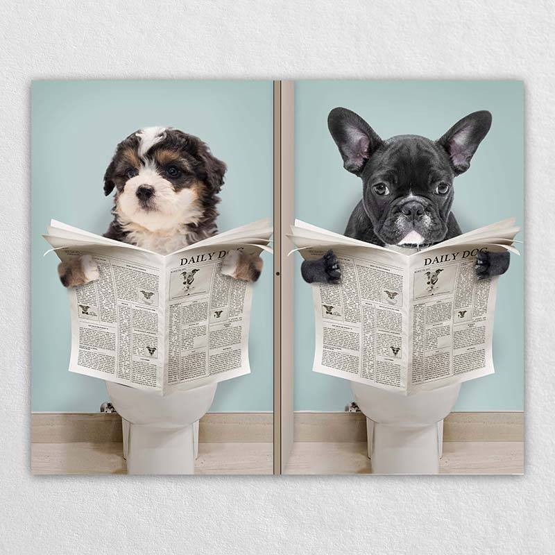 Custom Pet Cat Dog On Toilet Wall Art