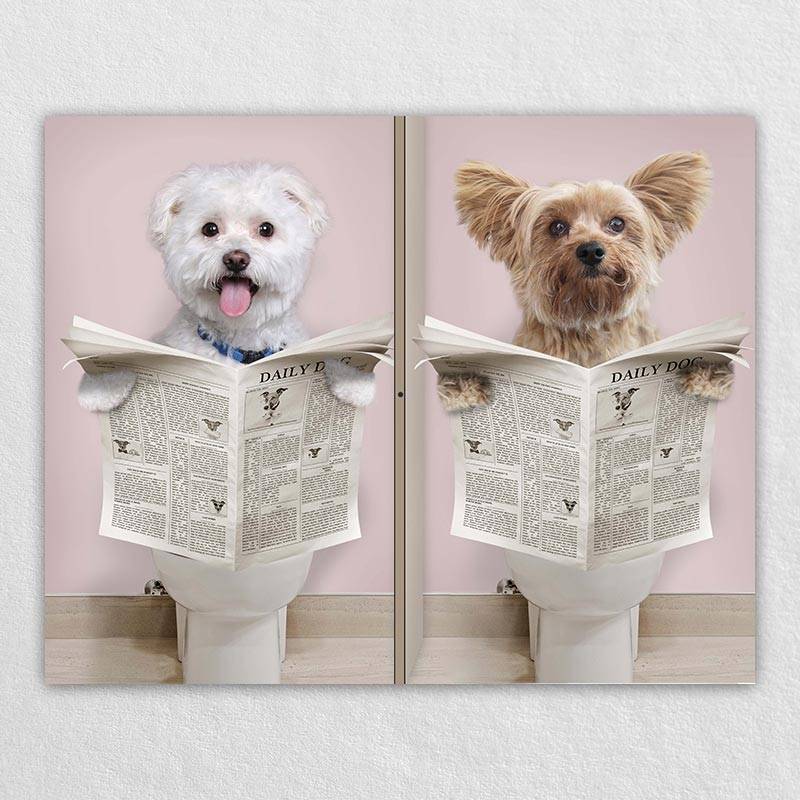 Custom Pet Cat Dog On Toilet Wall Art