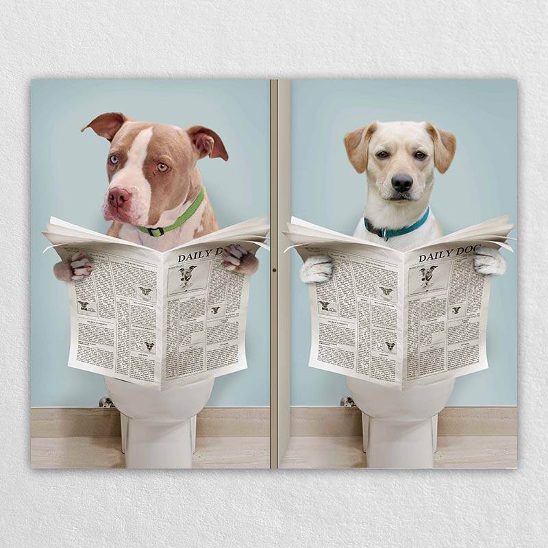 Custom Pet Cat Dog On Toilet Wall Art