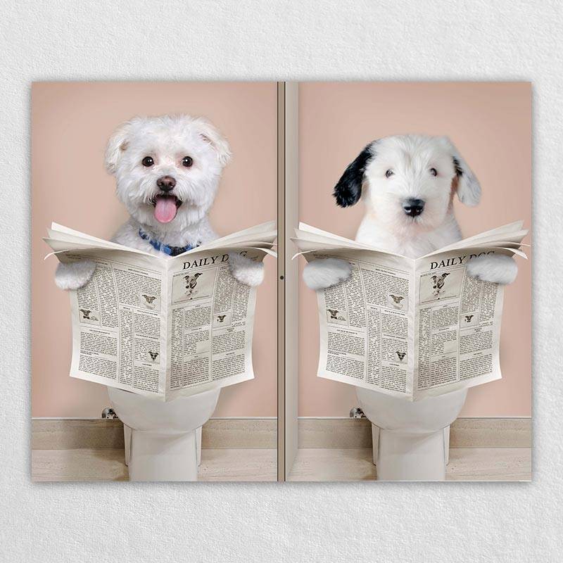 Custom Pet Cat Dog On Toilet Wall Art