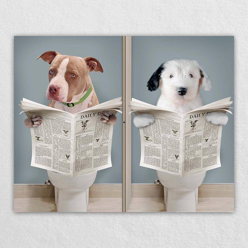 Custom Pet Cat Dog On Toilet Wall Art