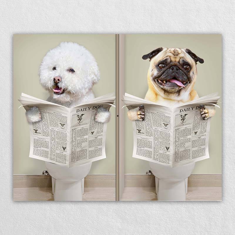 Custom Pet Cat Dog On Toilet Wall Art