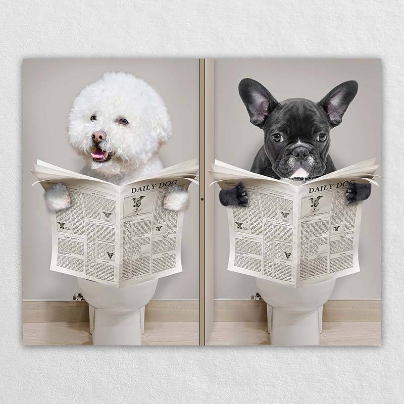 Custom Pet Cat Dog On Toilet Wall Art