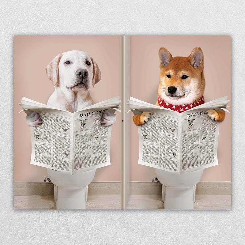 Custom Pet Cat Dog On Toilet Wall Art