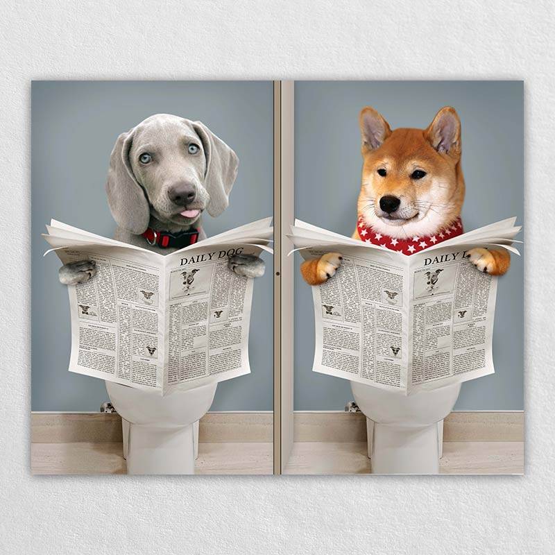 Custom Pet Cat Dog On Toilet Wall Art