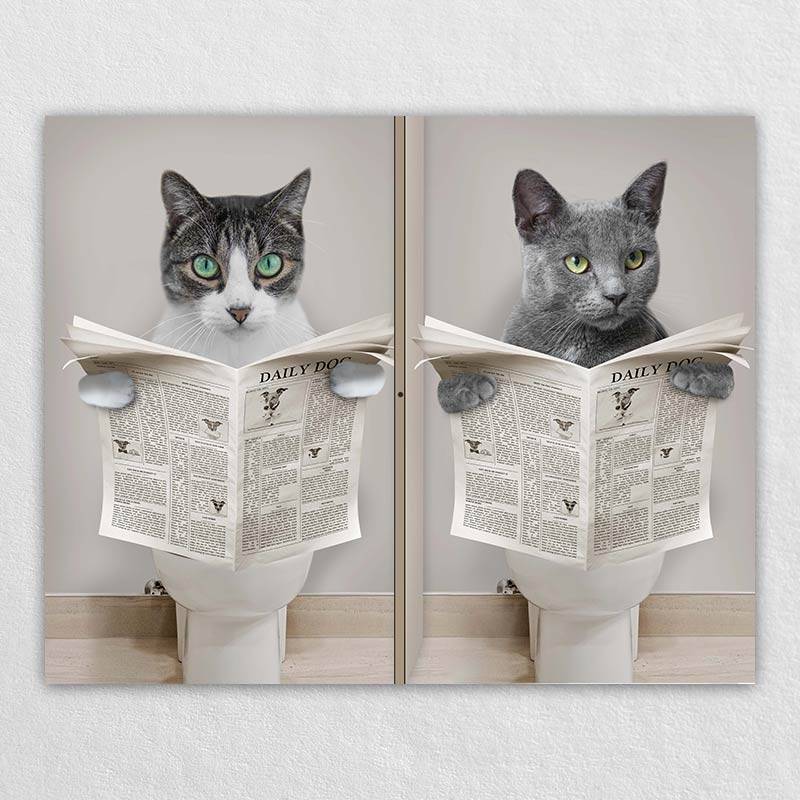 Custom Pet Cat Dog On Toilet Wall Art