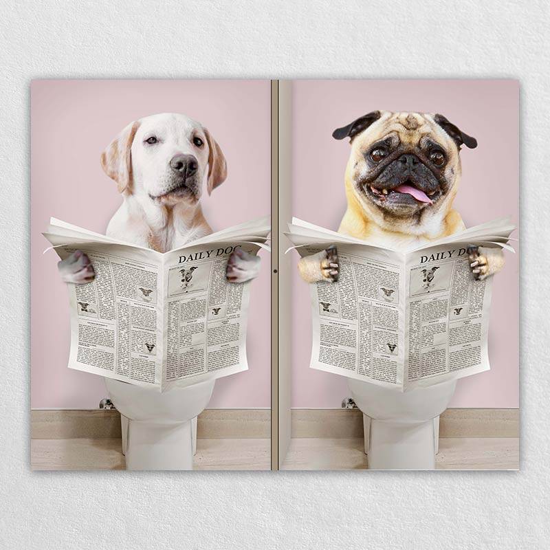 Custom Pet Cat Dog On Toilet Wall Art