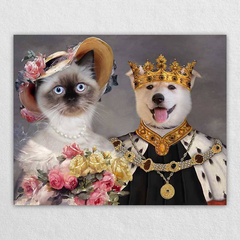 Custom Royal King And Queen Pet Portrait