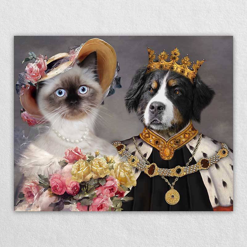 Custom Royal King And Queen Pet Portrait