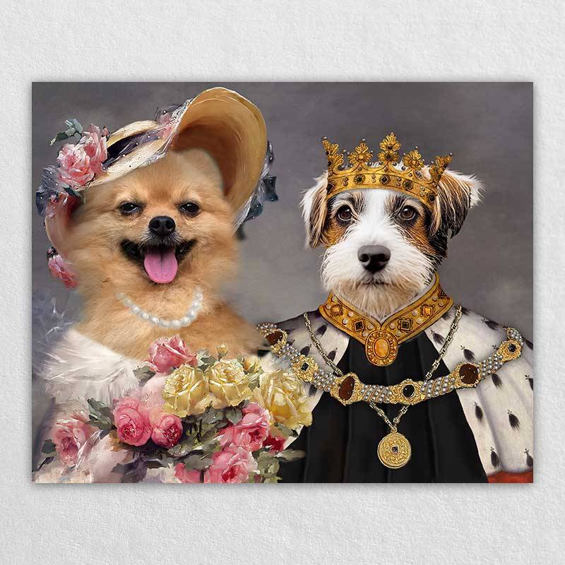 Custom Royal King And Queen Pet Portrait