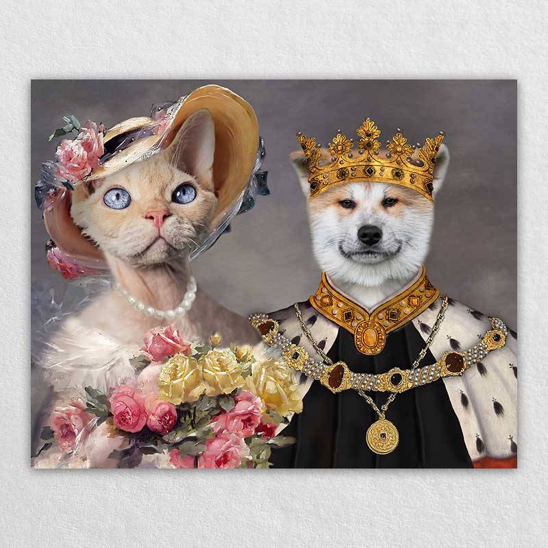 Custom Royal King And Queen Pet Portrait