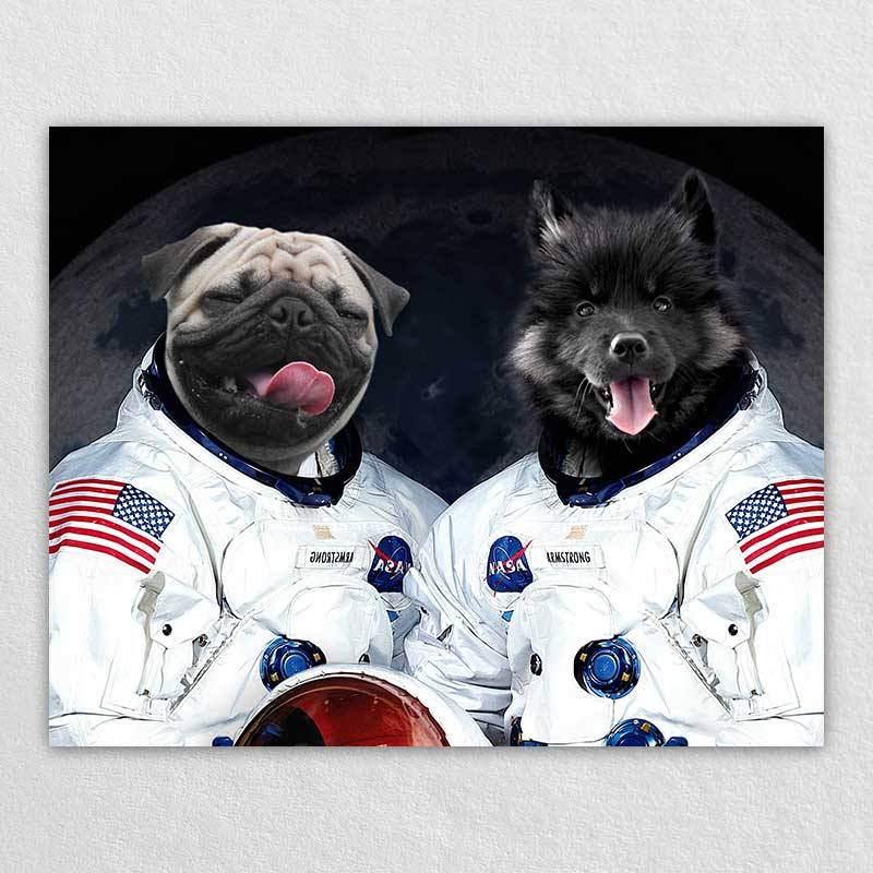 Painted Portrait Of Your Dog Cat Pet Into Astronauts