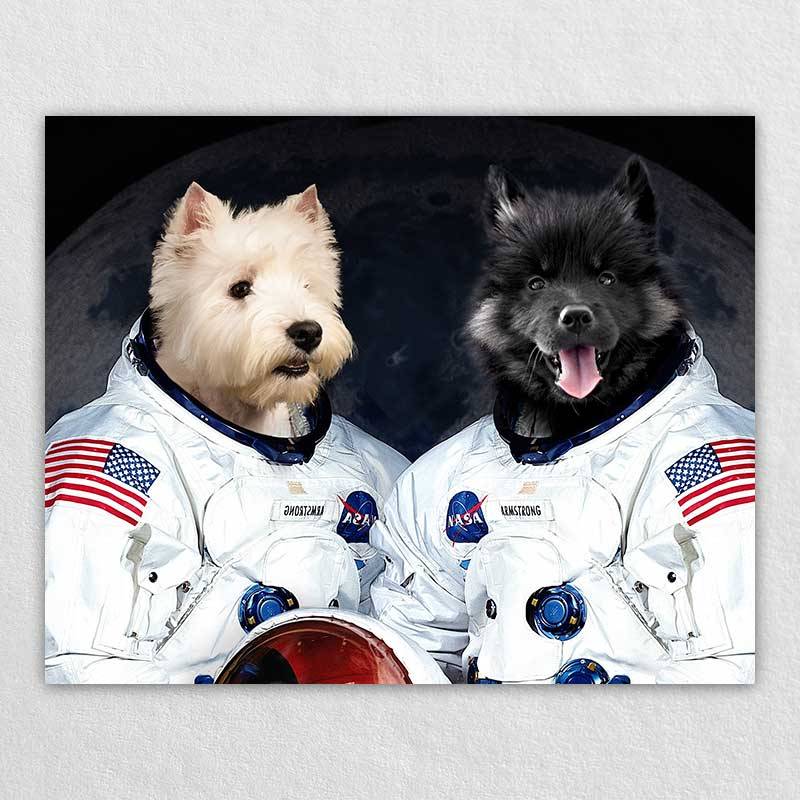 Painted Portrait Of Your Dog Cat Pet Into Astronauts