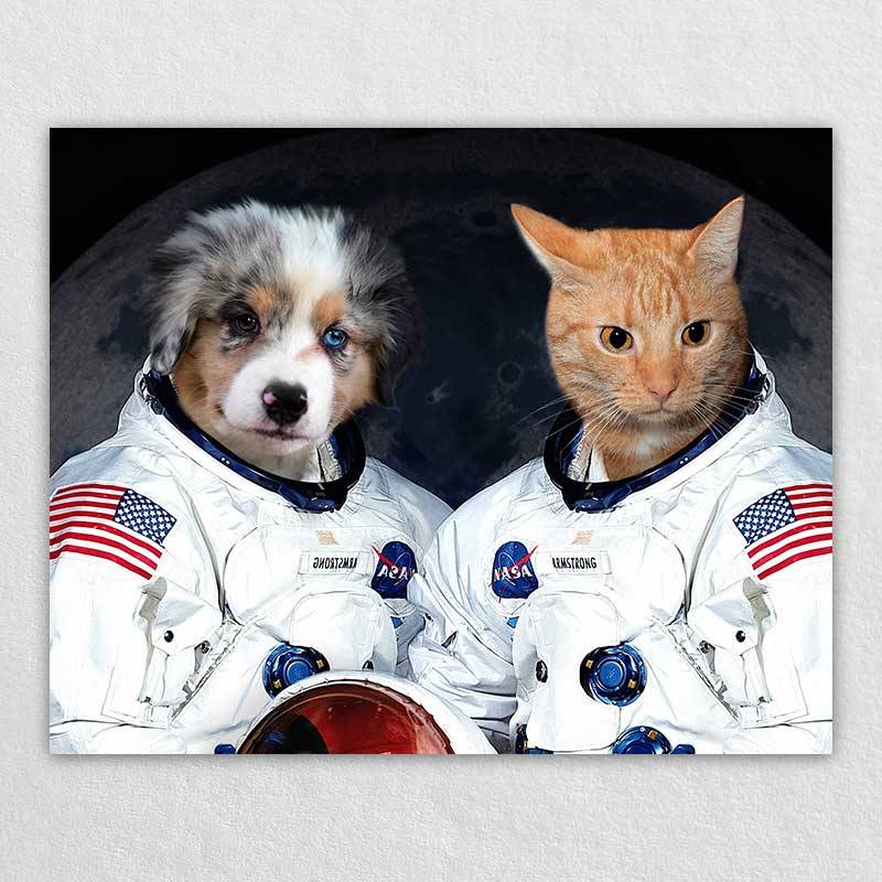 Painted Portrait Of Your Dog Cat Pet Into Astronauts