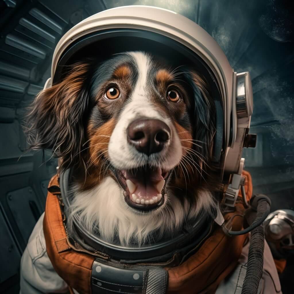 Dog As Astronaut Pet Portrait Painting