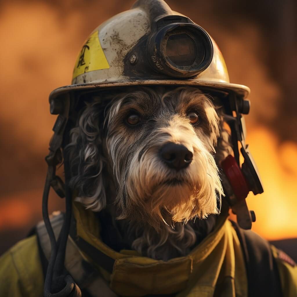 A Dog Painting in Daring Firefighter Style