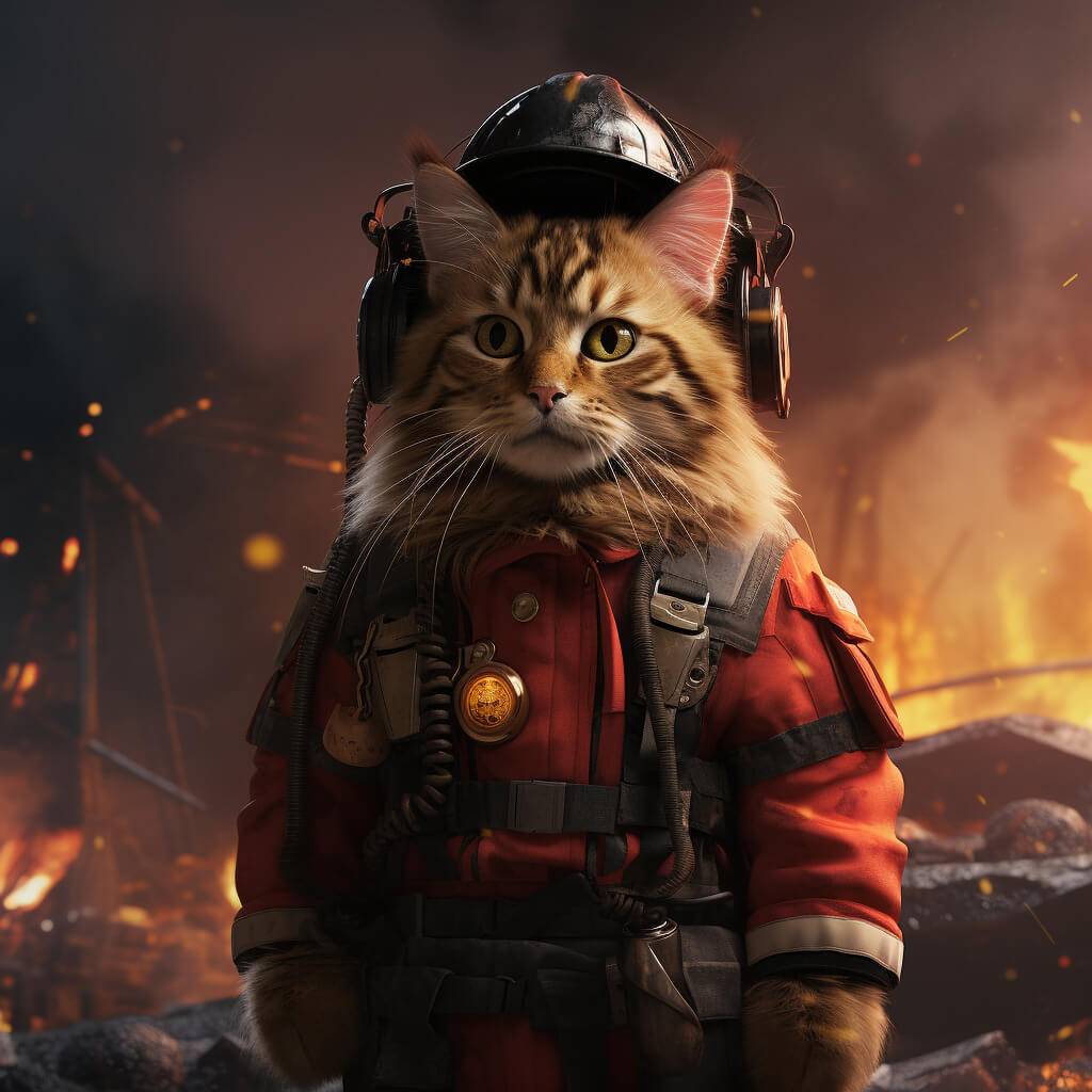 Fireman Art Custom Cat Dog Into Portrait