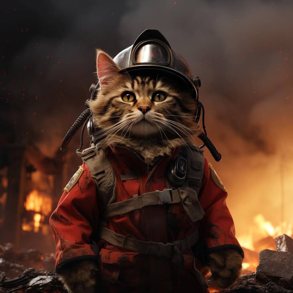 Firefighter Wall Canvas Pet Human Portrait