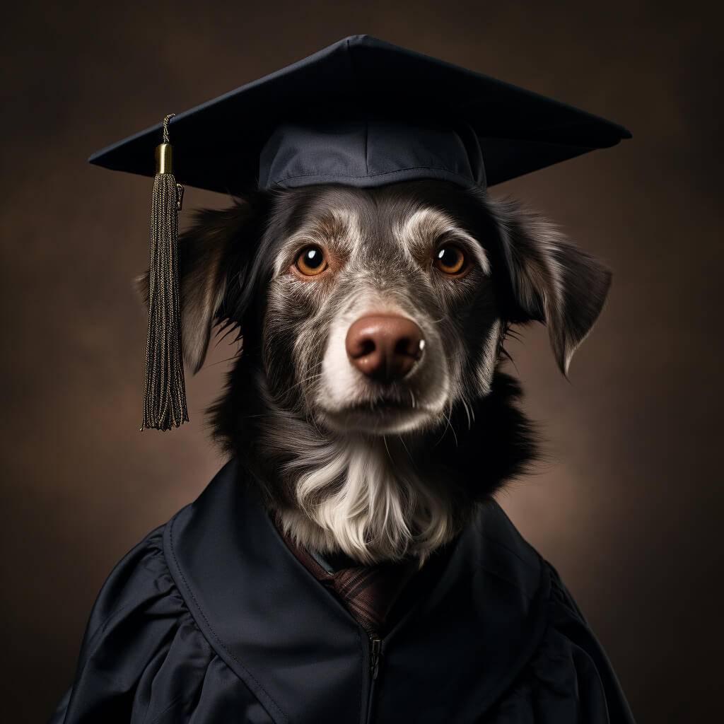 Graduation Canvas Painting Portrait Pet