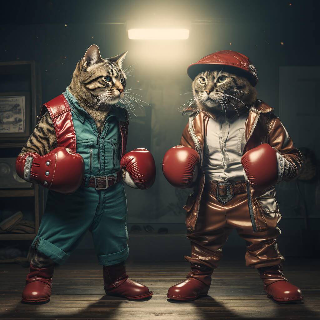 Funny Cat Boxer Painting Wall Art Custom Pet Artwork