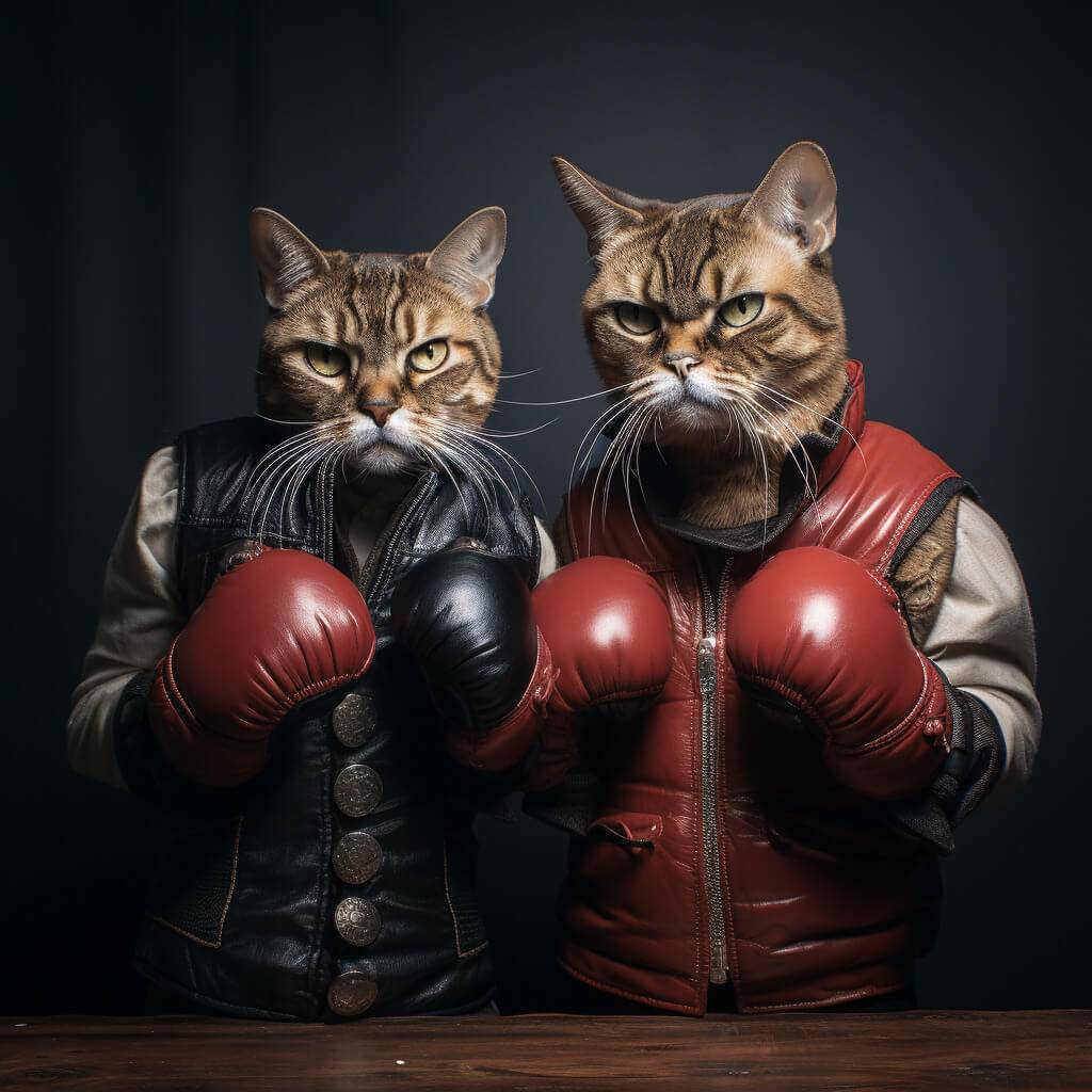 Precious Modern Pet Cat Art Boxing Painting