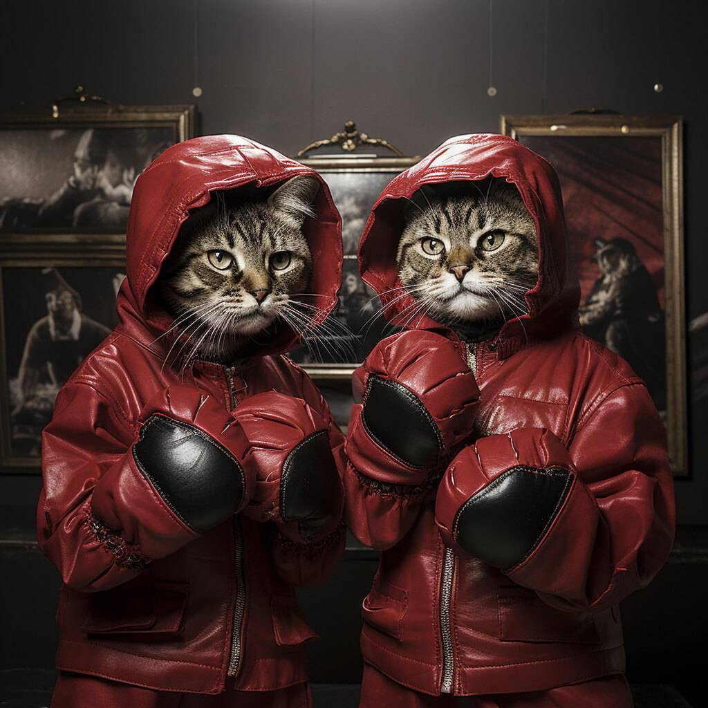 Modern Pet Cat Art Deco Boxing Picture