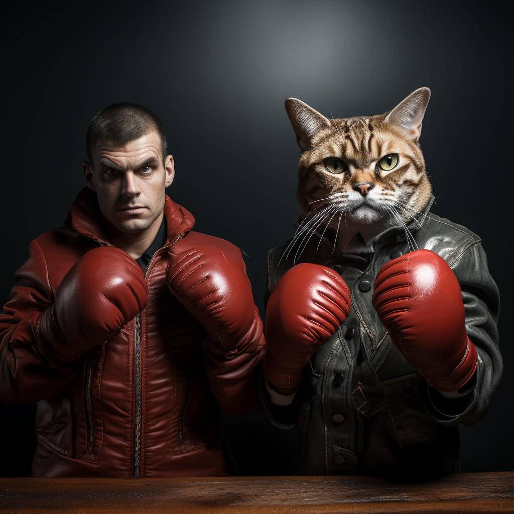 Pet Cat Art Funny Canvas Boxing Pictures for Sale