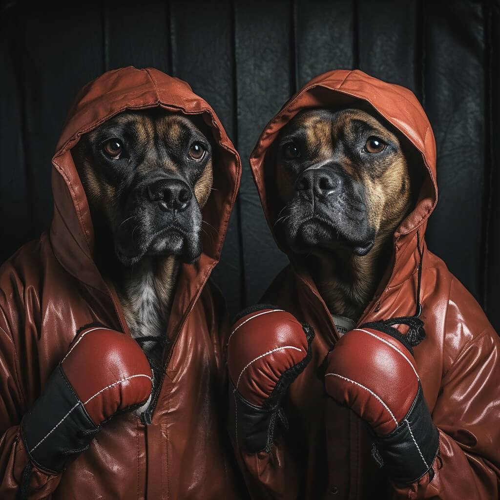 Boxing Fight Images Modern Art Dog Pet Products Print on Demand