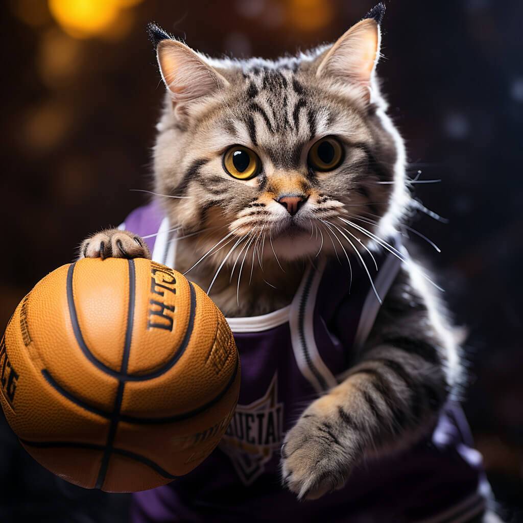 Basketball Court Picture Cat Man Art Pet Portrait Painting