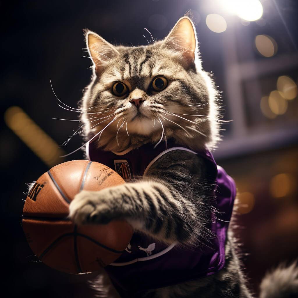 Funny Basketball Pictures Fine Art Cat Pet Oil Painting